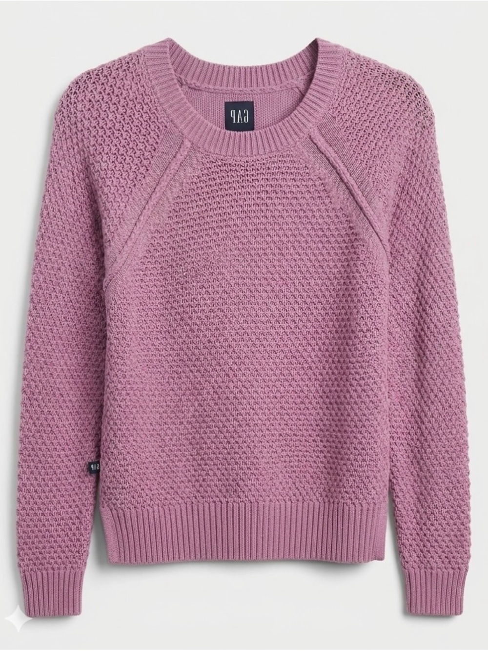 GAP Crewneck Textured Sweater in Mauve Pink